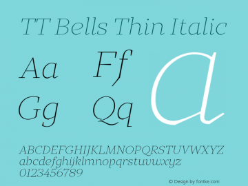 TT Bells Thin Italic Version 2.010.02122020图片样张