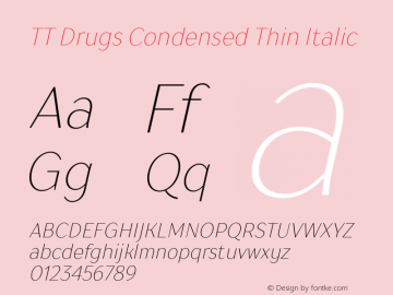 TT Drugs Condensed Thin Italic Version 1.010图片样张