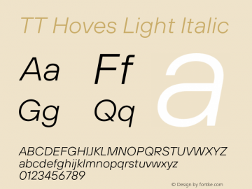 TT Hoves Light Italic Version 2.000;hotconv 1.0.109;makeotfexe 2.5.65596.12112020图片样张