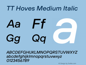 TT Hoves Medium Italic Version 2.000;hotconv 1.0.109;makeotfexe 2.5.65596.12112020图片样张