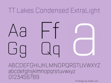 TT Lakes Condensed ExtraLight Version 1.000图片样张