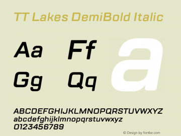 TT Lakes DemiBold Italic Version 1.000图片样张