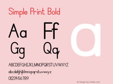 Simple Print Bold 000.000 Font Sample