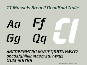 TT Mussels Stencil DemiBold Italic Version 1.010.17122020图片样张