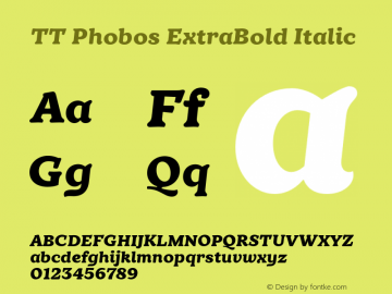 TT Phobos ExtraBold Italic Version 1.000图片样张