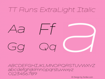 TT Runs ExtraLight Italic Version 1.100.18052021图片样张