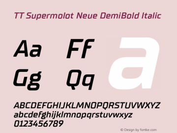 TT Supermolot Neue DemiBold Italic Version 1.000图片样张