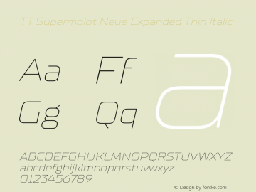 TT Supermolot Neue Expanded Thin Italic Version 1.000图片样张