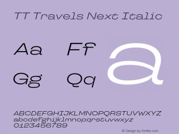 TT Travels Next Italic Version 1.000.28062021图片样张