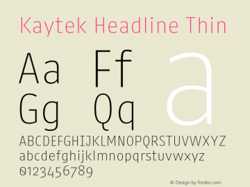 Kaytek Headline Thin Version 1.00图片样张