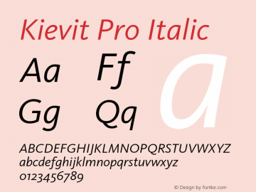 Kievit Pro Italic Version 7.700, build 1040, FoPs, FL 5.04图片样张