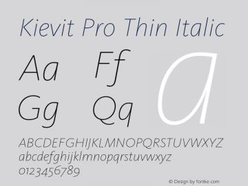 Kievit Pro Thin Italic Version 7.700, build 1040, FoPs, FL 5.04图片样张