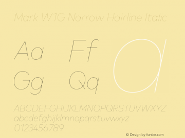 Mark W1G Narrow Hairline Italic Version 1.00, build 8, g2.6.4 b1272, s3图片样张