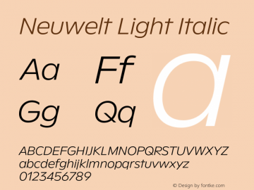 Neuwelt Light Italic Version 1.00, build 19, g2.6.2 b1235, s3图片样张