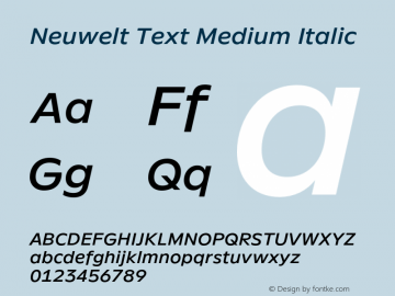 Neuwelt Text Medium Italic Version 1.00, build 19, g2.6.2 b1235, s3图片样张