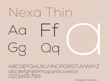 Nexa Thin Version 2.000;hotconv 1.0.109;makeotfexe 2.5.65596图片样张