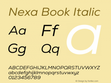 Nexa Book Italic Version 2.000;hotconv 1.0.109;makeotfexe 2.5.65596图片样张
