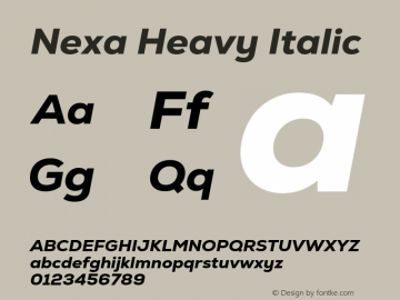 Nexa Heavy Italic Version 2.000;hotconv 1.0.109;makeotfexe 2.5.65596图片样张