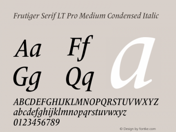 FrutigerSerifLTPro-MdCnIt Version 1.000;PS 001.000;hotconv 1.0.38图片样张