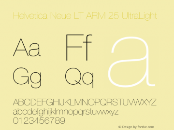 Helvetica Neue LT ARM 25 UltLt Version 1.00图片样张