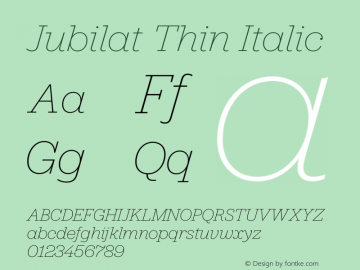 Jubilat-ThinItalic Version 1.104图片样张