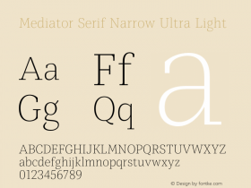 Mediator Serif Narrow UltLt Version 1.0图片样张