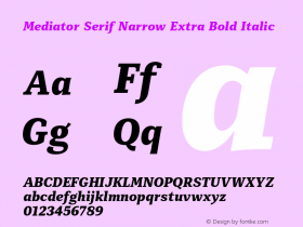 Mediator Serif Narrow ExtBd Ital Version 1.0图片样张
