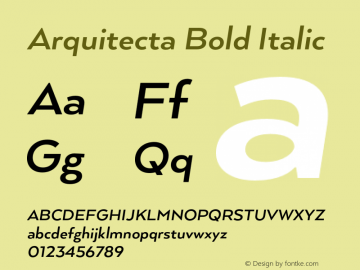 Arquitecta Bold Italic Version 1.000;PS 001.000;hotconv 1.0.88;makeotf.lib2.5.64775图片样张
