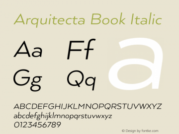 Arquitecta Book Italic Version 1.000;PS 001.000;hotconv 1.0.88;makeotf.lib2.5.64775图片样张
