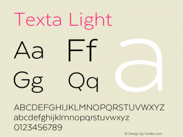 Texta Light Version 1.005;PS 001.005;hotconv 1.0.88;makeotf.lib2.5.64775图片样张