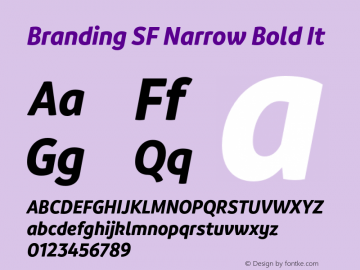 Branding SF Narrow Bold It Version 1.000;hotconv 1.0.109;makeotfexe 2.5.65596图片样张