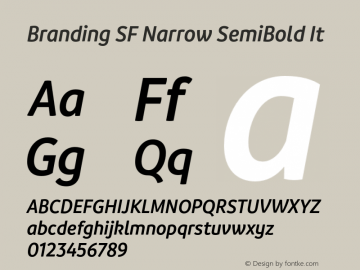 Branding SF Narrow SemiBold It Version 1.000;hotconv 1.0.109;makeotfexe 2.5.65596图片样张