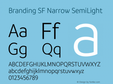 Branding SF Narrow SemiLight Version 1.000;hotconv 1.0.109;makeotfexe 2.5.65596图片样张