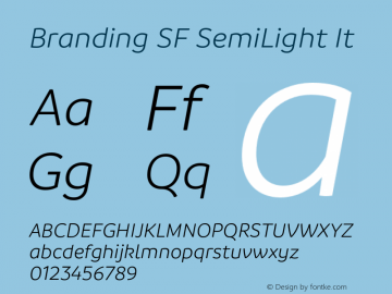 Branding SF SemiLight It Version 1.000;hotconv 1.0.109;makeotfexe 2.5.65596图片样张