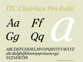 ClearfaceITCPro-Italic Version 1.000 Build 1000图片样张