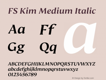 FS Kim Medium Italic Version 1.02;PS 001.001;hotconv 1.0.88;makeotf.lib2.5.64775图片样张