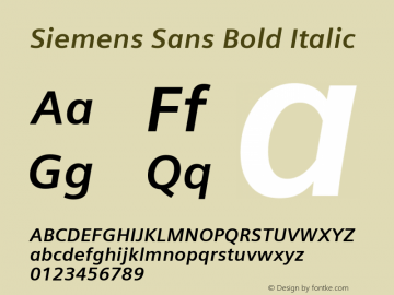 Siemens Sans Bold Italic Version 6.000;PS 5.00;hotconv 1.0.38图片样张