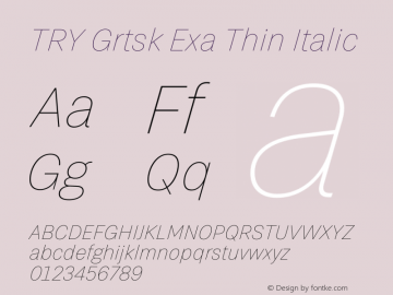 TRY Grtsk Exa Thin Italic Version 1.000图片样张