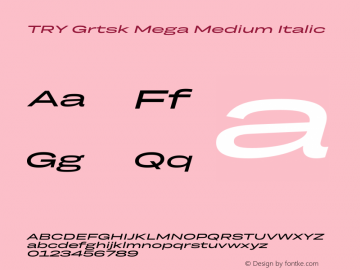 TRY Grtsk Mega Medium Italic Version 1.000图片样张