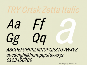 TRY Grtsk Zetta Italic Version 1.000图片样张