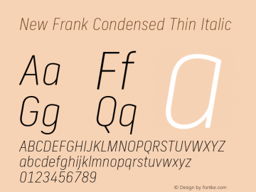 New Frank Condensed Thin Italic Version 2.101图片样张