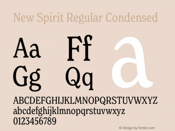 New Spirit Regular Condensed Version 1.001;hotconv 1.0.109;makeotfexe 2.5.65596图片样张