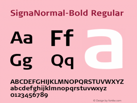 SignaNormal-Bold Regular Version 4.301; 2000 Font Sample