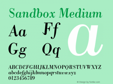 Sandbox Medium Version 001.000 Font Sample