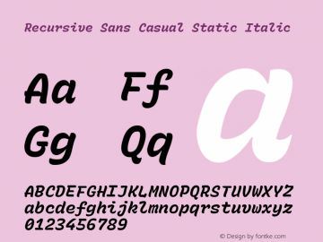 Recursive Sn Csl St Italic Version 1.084;hotconv 1.0.112;makeotfexe 2.5.65598; ttfautohint (v1.8.3)图片样张