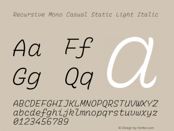 Recursive Mn Csl St Lt Italic Version 1.084;hotconv 1.0.112;makeotfexe 2.5.65598图片样张