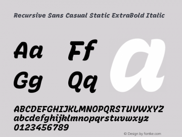 Recursive Sn Csl St XBd Italic Version 1.084;hotconv 1.0.112;makeotfexe 2.5.65598; ttfautohint (v1.8.3)图片样张