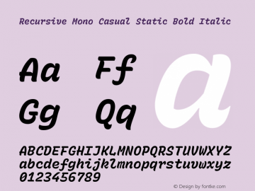 Recursive Mn Csl St Bold Italic Version 1.084;hotconv 1.0.112;makeotfexe 2.5.65598图片样张