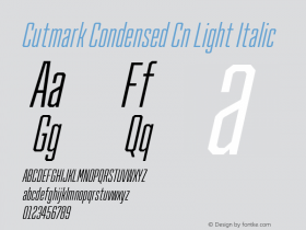 Cutmark Condensed Cn Light Italic Version 1.000图片样张