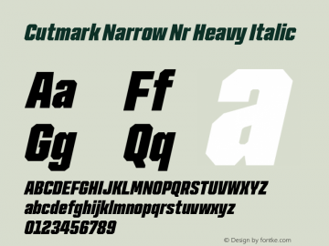 Cutmark Narrow Nr Heavy Italic Version 1.000图片样张